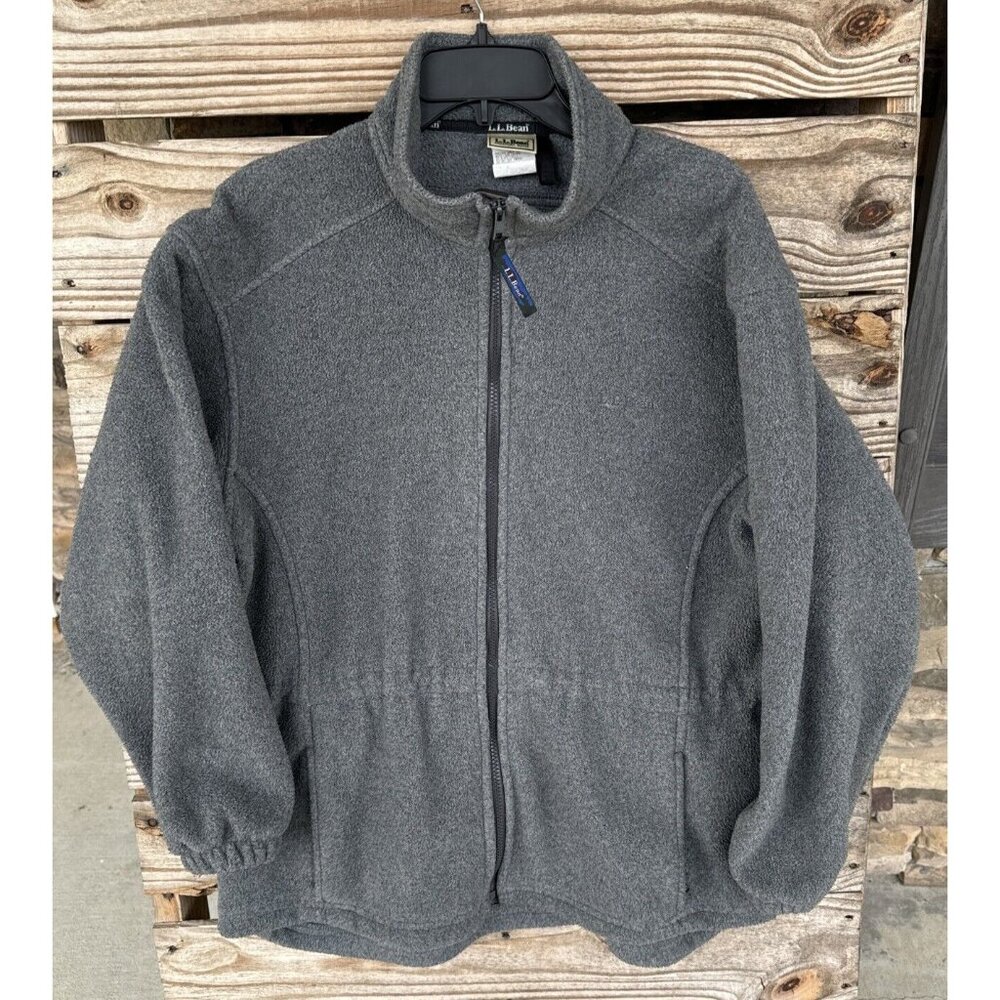 Vtg LL Bean Freeport Maine Womans Fleece‎ Coat Gray Medium Regular Vintage USA